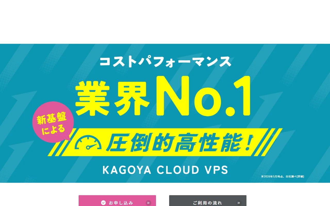 KAGOYA CLOUD VPS 公式サイトプレビュー