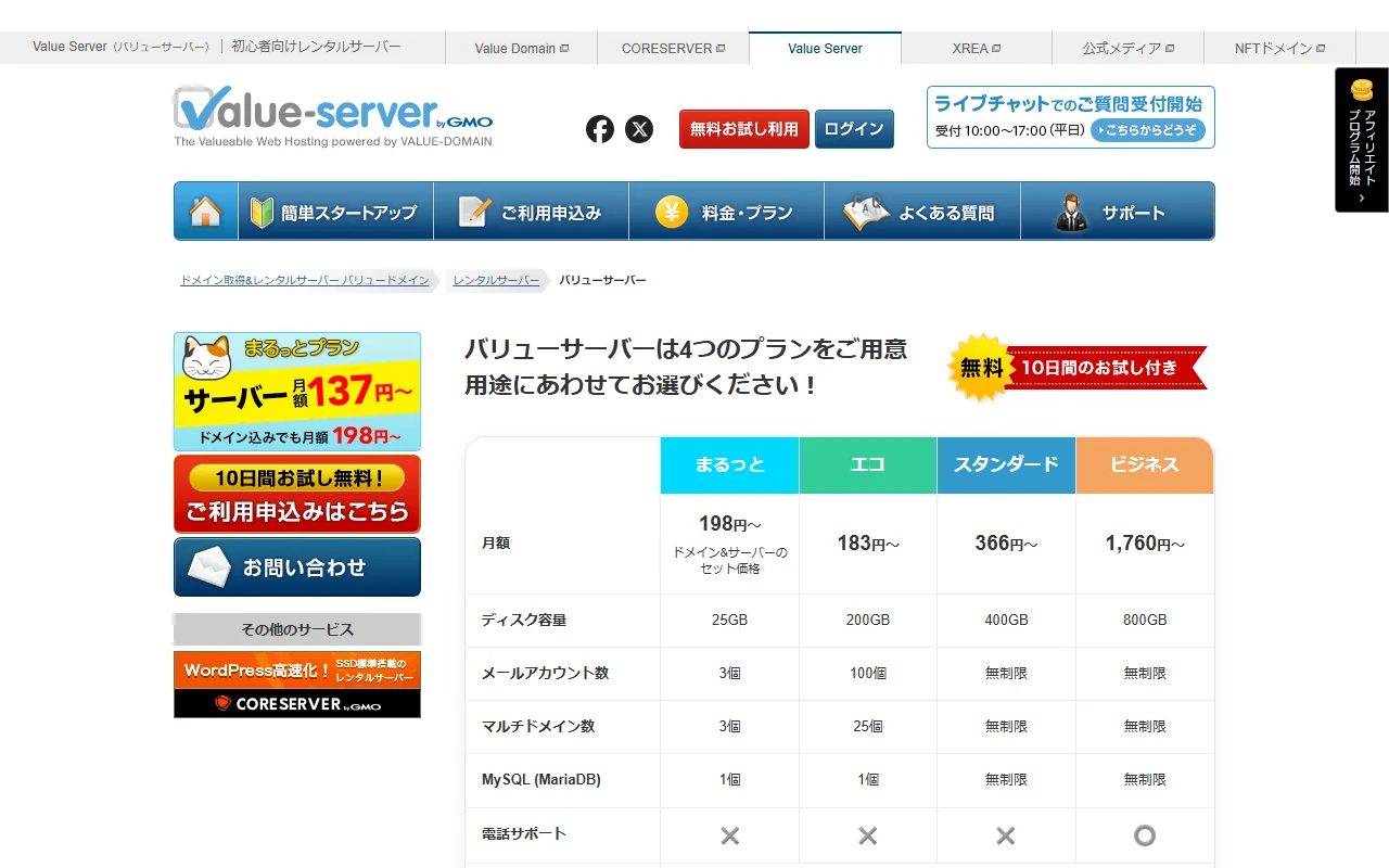 バリューサーバー 公式サイトプレビュー