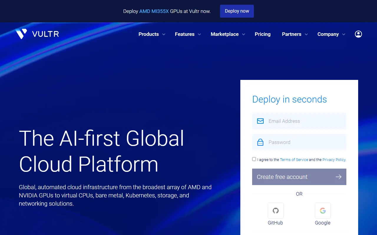 Vultr 公式サイトプレビュー